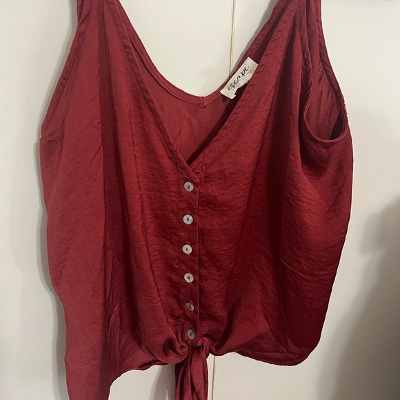 Showpo: Compared to You Top In Wine Satin, Size 6 (M). - Picture 2 of 5